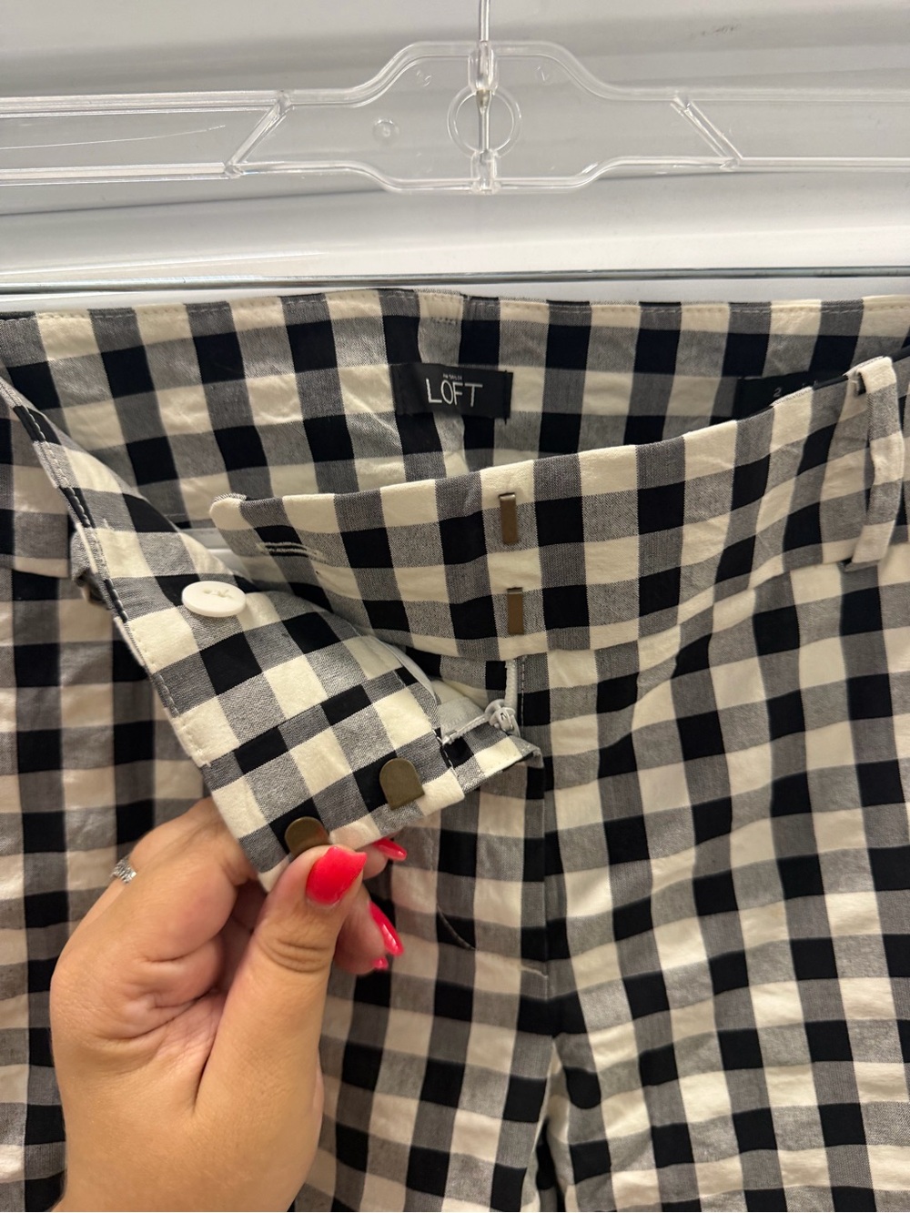 LOFT Black & White Gingham Chinos - Julie Straight Size 2 - Picture 2 of 4